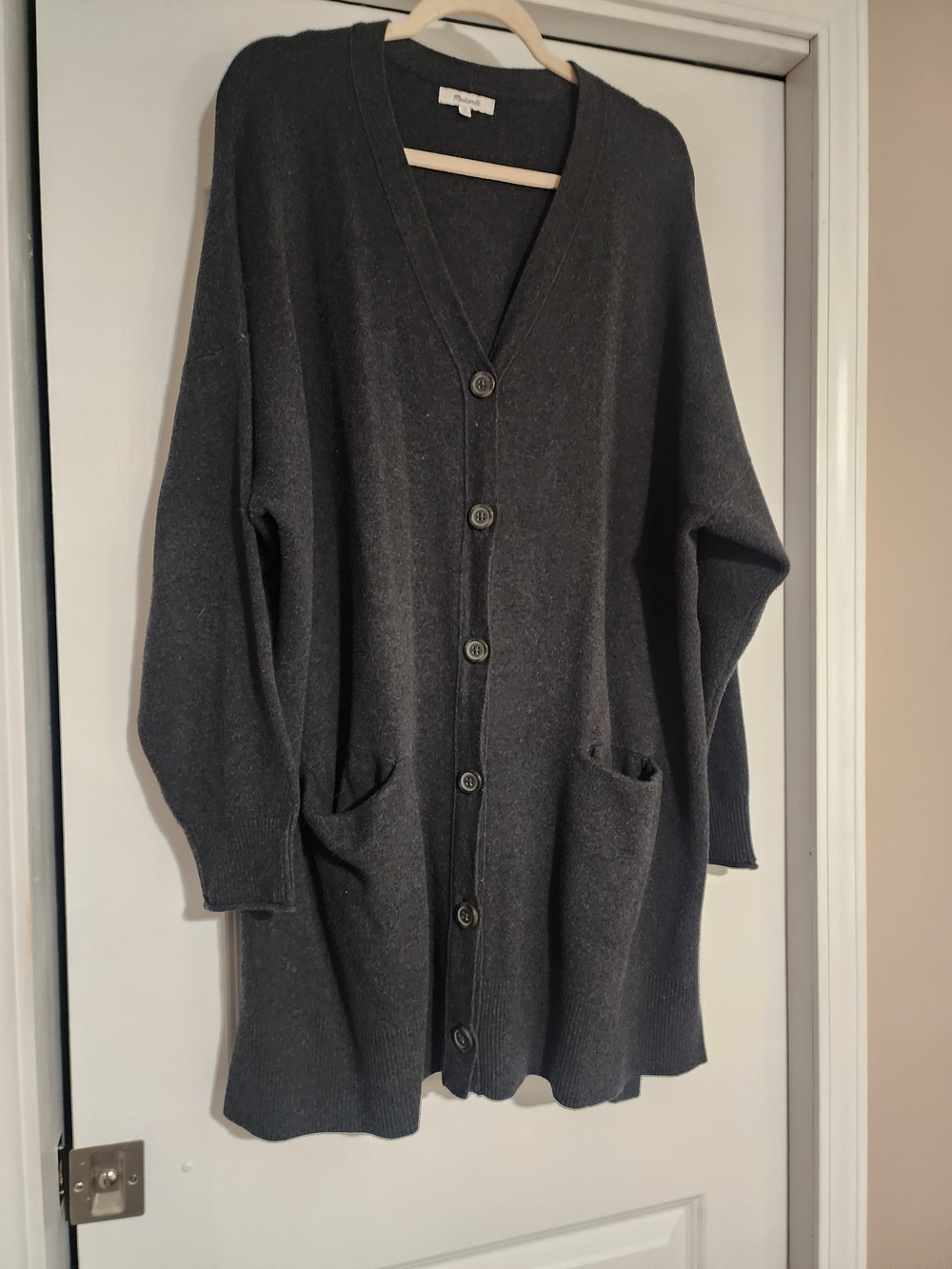 Madewell Dark Gray Button-Front Long Cardigan